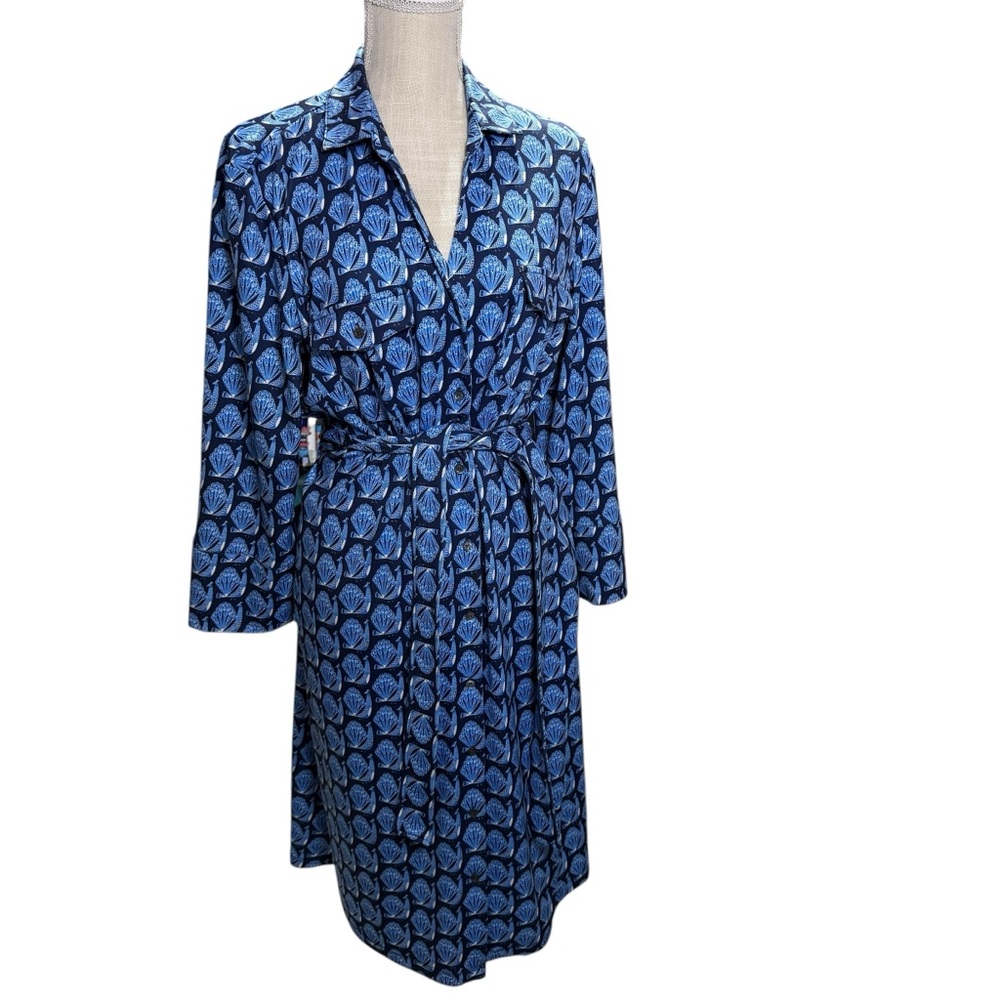 J. McLaughlin Brynn Catalina Cloth Belted‎ Shirtdress in Royal Peacock Blue XL